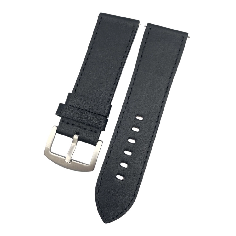 26 mm Spor S Düz Siyah Deri Saat Kordonu